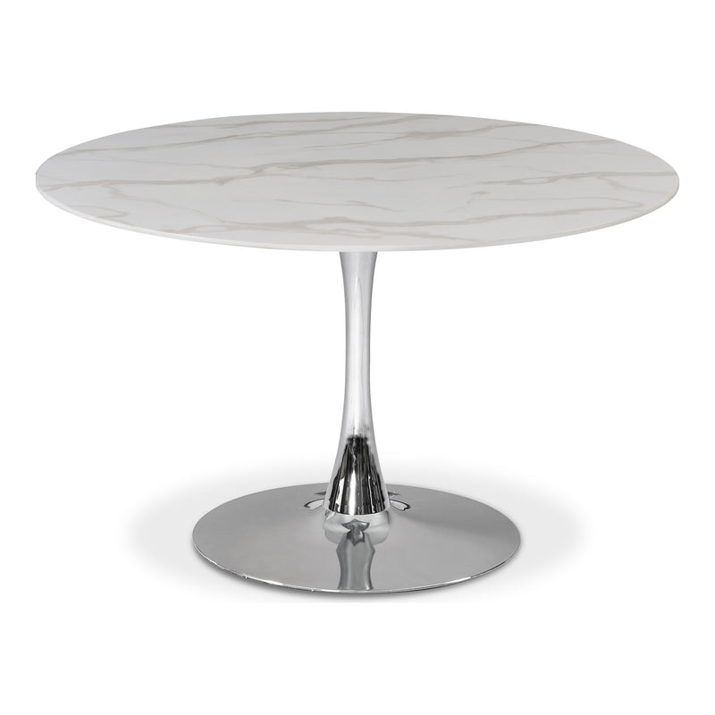 Holly 48" Marble Veneer Top And Metal Base Dining Table (3 Boxes) in Chrome
