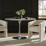 Holly 48" Marble Veneer Top And Metal Base Dining Table (3 Boxes) in Chrome