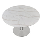Holly 48" Marble Veneer Top And Metal Base Dining Table (3 Boxes) in Chrome