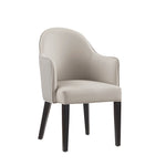 Hillman Vegan Leather and Velvet Wood Armchair in Light Gray
