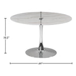 Holly 48" Marble Veneer Top And Metal Base Dining Table (3 Boxes) in Chrome