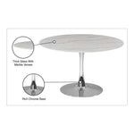 Holly 48" Marble Veneer Top And Metal Base Dining Table (3 Boxes) in Chrome