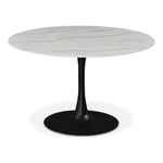 Holly 48" Marble Veneer Top And Metal Base Dining Table in Black