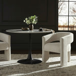 Holly 48" Marble Veneer Top And Metal Base Dining Table in Black
