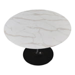 Holly 48" Marble Veneer Top And Metal Base Dining Table in Black