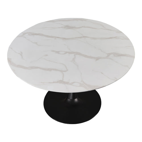 Holly 48" Marble Veneer Top And Metal Base Dining Table in Black