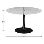 Holly 48" Marble Veneer Top And Metal Base Dining Table in Black