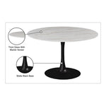 Holly 48" Marble Veneer Top And Metal Base Dining Table in Black