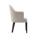 Hillman Vegan Leather and Velvet Wood Armchair in Light Gray