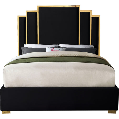 Hugo Velvet Upholstered King Bed in Black