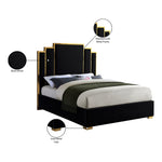 Hugo Velvet Upholstered King Bed in Black