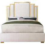Hugo Velvet Upholstered King Bed in Cream