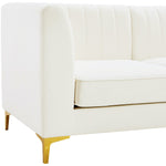 Alina 91" Velvet Upholstered 4pc. Modular Sectional in Cream