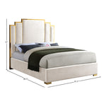 Hugo Velvet Upholstered King Bed in Cream