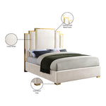 Hugo Velvet Upholstered King Bed in Cream