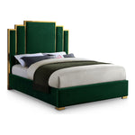 Hugo Velvet Upholstered King Bed in Green