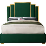 Hugo Velvet Upholstered King Bed in Green