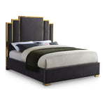 Hugo Velvet Upholstered King Bed in Grey