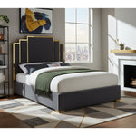 Hugo Velvet Upholstered King Bed in Grey