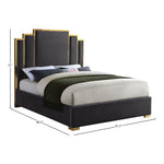 Hugo Velvet Upholstered King Bed in Grey