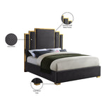 Hugo Velvet Upholstered King Bed in Grey