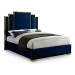 Hugo Velvet Upholstered King Bed in Navy