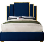 Hugo Velvet Upholstered King Bed in Navy