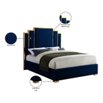 Hugo Velvet Upholstered King Bed in Navy