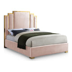 Hugo Velvet Upholstered King Bed in Pink
