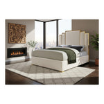 Hugo Velvet Upholstered Queen Bed in Cream