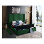 Kiki Velvet Upholstered Queen Bed (3 Boxes) in Green