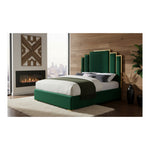 Hugo Velvet Upholstered Queen Bed in Green