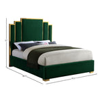 Hugo Velvet Upholstered Queen Bed in Green