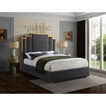 Hugo Velvet Upholstered Queen Bed in Grey