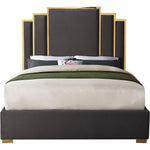 Hugo Velvet Upholstered Queen Bed in Grey