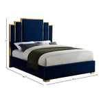 Hugo Velvet Upholstered Queen Bed in Navy