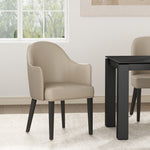 Hillman Vegan Leather and Velvet Wood Armchair in Sand