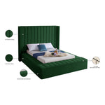 Kiki Velvet Upholstered Queen Bed (3 Boxes) in Green