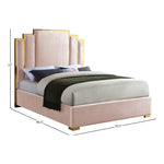 Hugo Velvet Upholstered Queen Bed in Pink