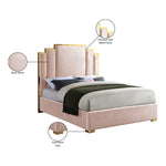 Hugo Velvet Upholstered Queen Bed in Pink