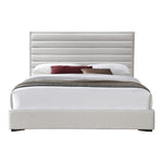 Hunter Linen Textured Fabric Upholstered King Bed in Cream