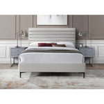 Hunter Linen Textured Fabric Upholstered King Bed in Cream
