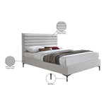 Hunter Linen Textured Fabric Upholstered King Bed in Cream