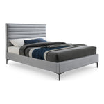 Hunter Linen Textured Fabric Upholstered King Bed in Grey