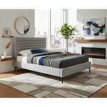 Hunter Linen Textured Fabric Upholstered King Bed in Grey