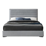 Hunter Linen Textured Fabric Upholstered King Bed in Grey