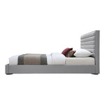 Hunter Linen Textured Fabric Upholstered King Bed in Grey