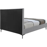 Hunter Linen Textured Fabric Upholstered King Bed in Grey