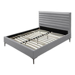 Hunter Linen Textured Fabric Upholstered King Bed in Grey