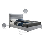 Hunter Linen Textured Fabric Upholstered King Bed in Grey
